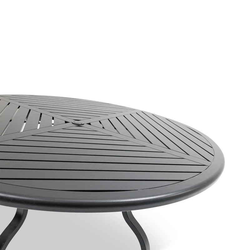 60 Inch Round Black Farnham Slat Dining Table - The Great Escape