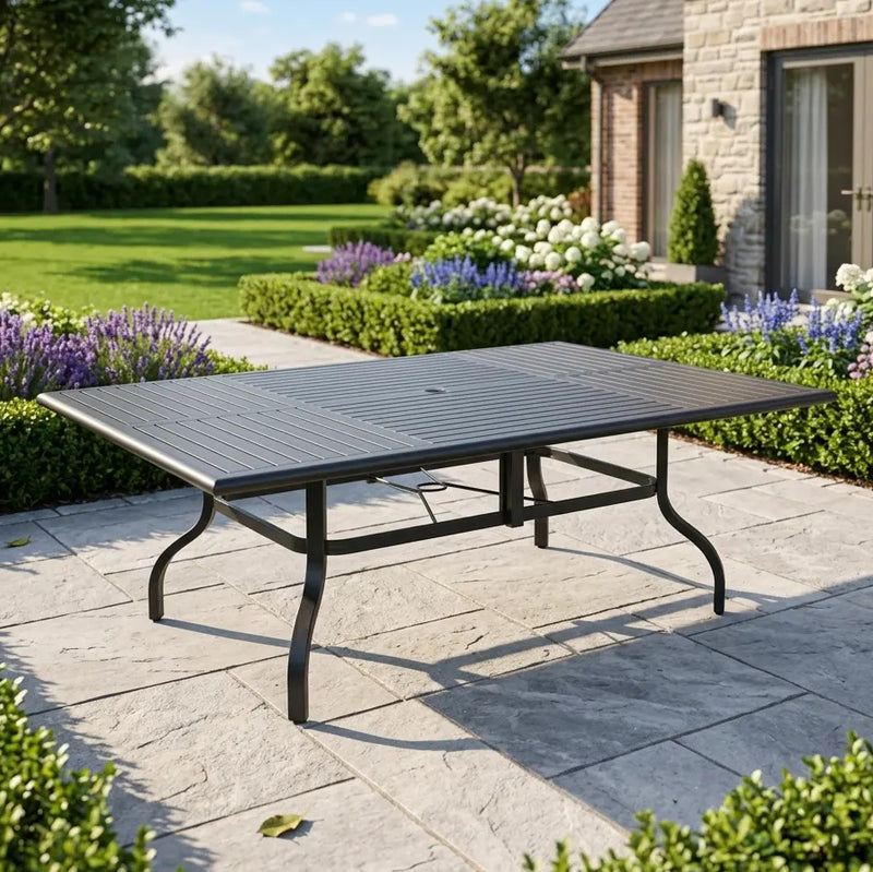 60x84 Inch Rectangle Black Farnham Slat Dining Table - The Great Escape