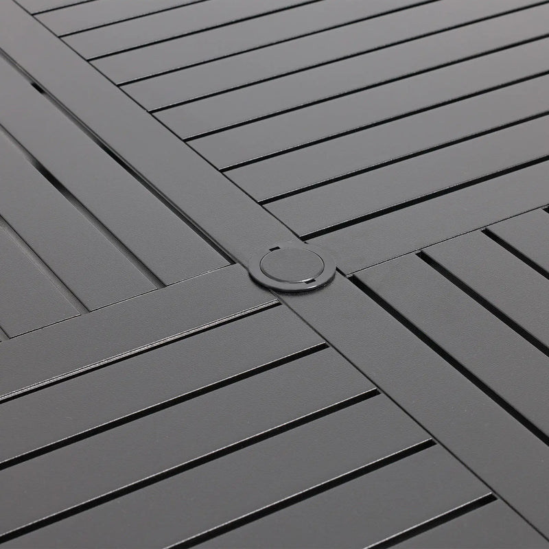 66 Inch Square Black Farnham Slat Dining Table - The Great Escape