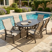 Stirling 7 Piece Sling Oval Dining Group - The Great Escape