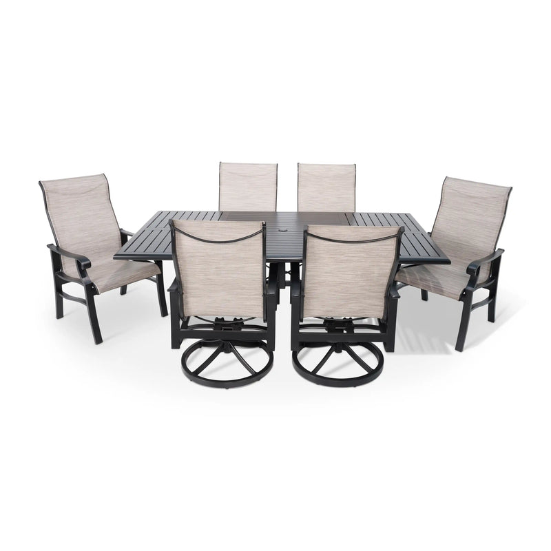Stirling 7 Piece Ebony Dining Group With 2 Swivel Rockers - The Great Escape