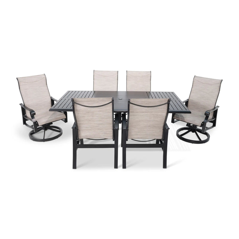 Stirling 7 Piece Ebony Dining Group With 2 Swivel Rockers - The Great Escape