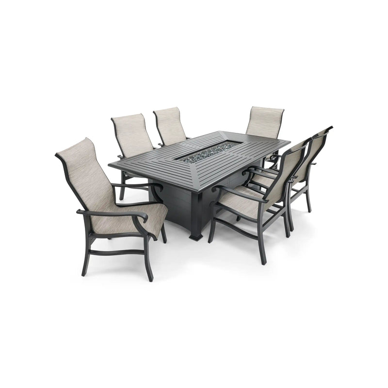 Stirling 7 Piece Sling Firepit Dining Group -  The Great Escape