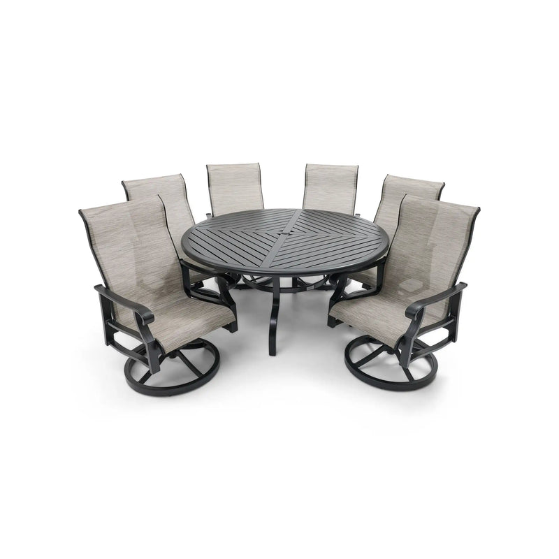 Stirling 7 Piece Sling Round Dining Group - The Great Escape