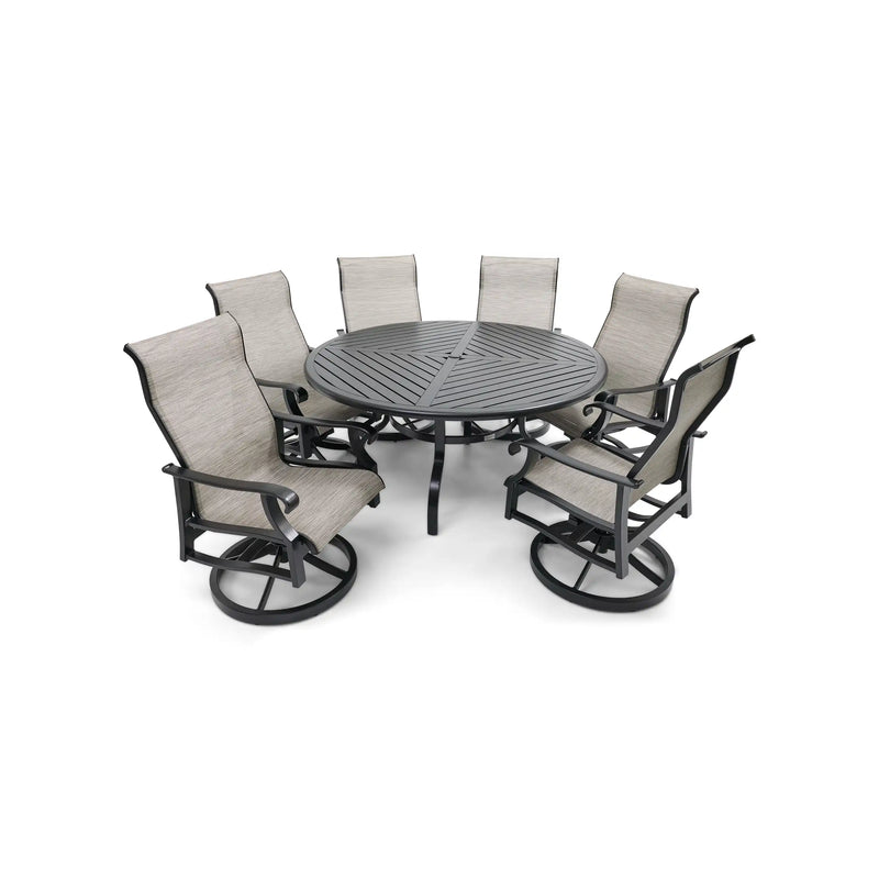 Stirling 7 Piece Sling Round Dining Group - The Great Escape