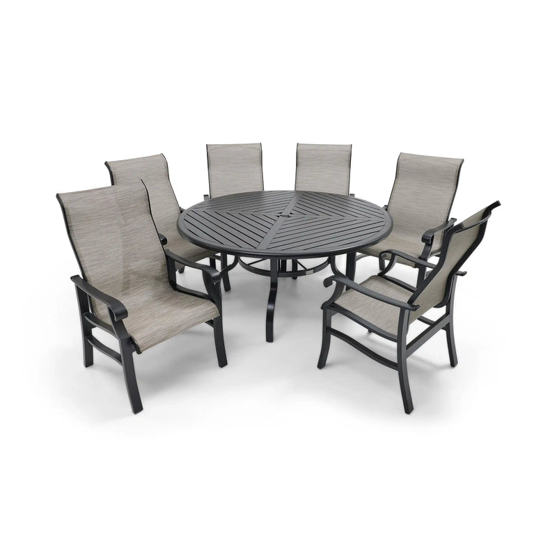 Stirling 7 Piece Sling Round Dining Group - The Great Escape