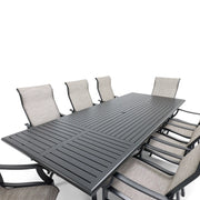 Stirling 9 Piece Sling Dining Group W/ 44"x112" Rect. Table - The Great Escape