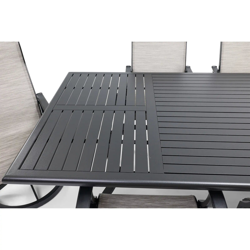 Stirling 9 Piece Sling Dining Group W/ 44"x112" Rect. Table - The Great Escape