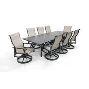 Stirling 9 Piece Sling Dining Group W/ 44"x112" Rect. Table - The Great Escape