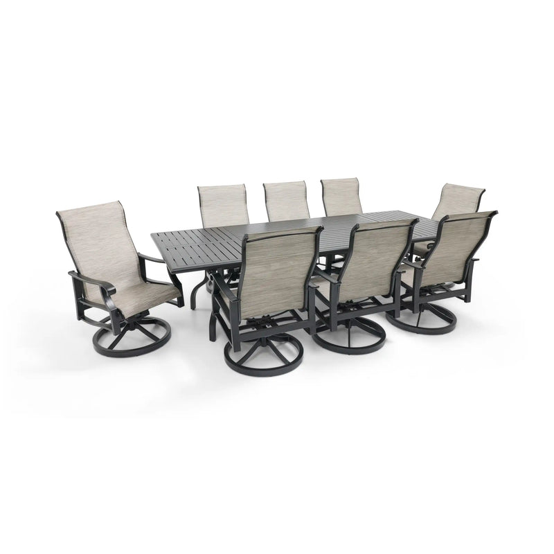 Stirling 9 Piece Sling Dining Group W/ 44"x112" Rect. Table - The Great Escape