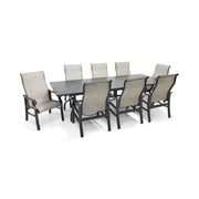 Stirling 9 Piece Sling Dining Group W/ 44"x112" Rect. Table - The Great Escape