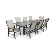 Stirling 9 Piece Sling Dining Group W/ 44"x112" Rect. Table - The Great Escape