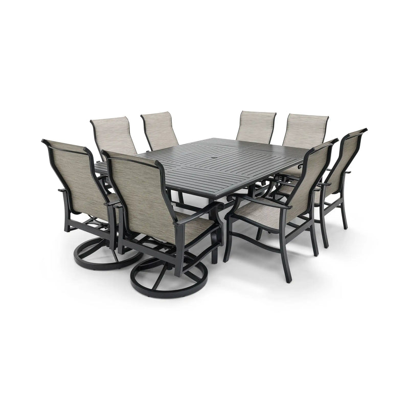 Stirling 9 Piece Sling Dining Group W/ 60"x84" Rect. Table - The Great Escape