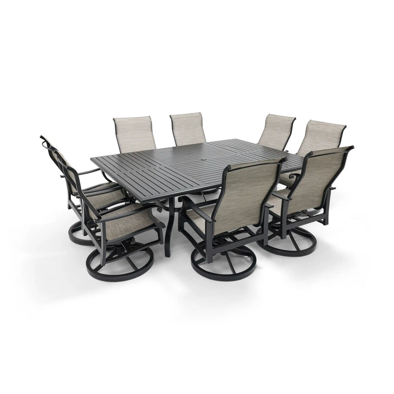 Stirling 9 Piece Sling Dining Group W/ 60"x84" Rect. Table - The Great Escape