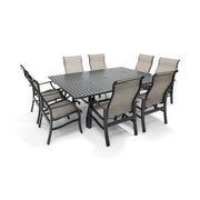 Stirling 9 Piece Sling Dining Group W/ 60"x84" Rect. Table - The Great Escape