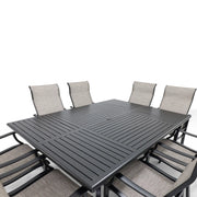 Stirling 9 Piece Sling Dining Group W/ 60"x84" Rect. Table - The Great Escape