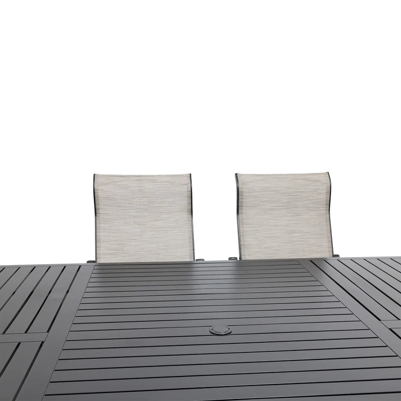 Stirling 9 Piece Sling Dining Group W/ 60"x84" Rect. Table - The Great Escape