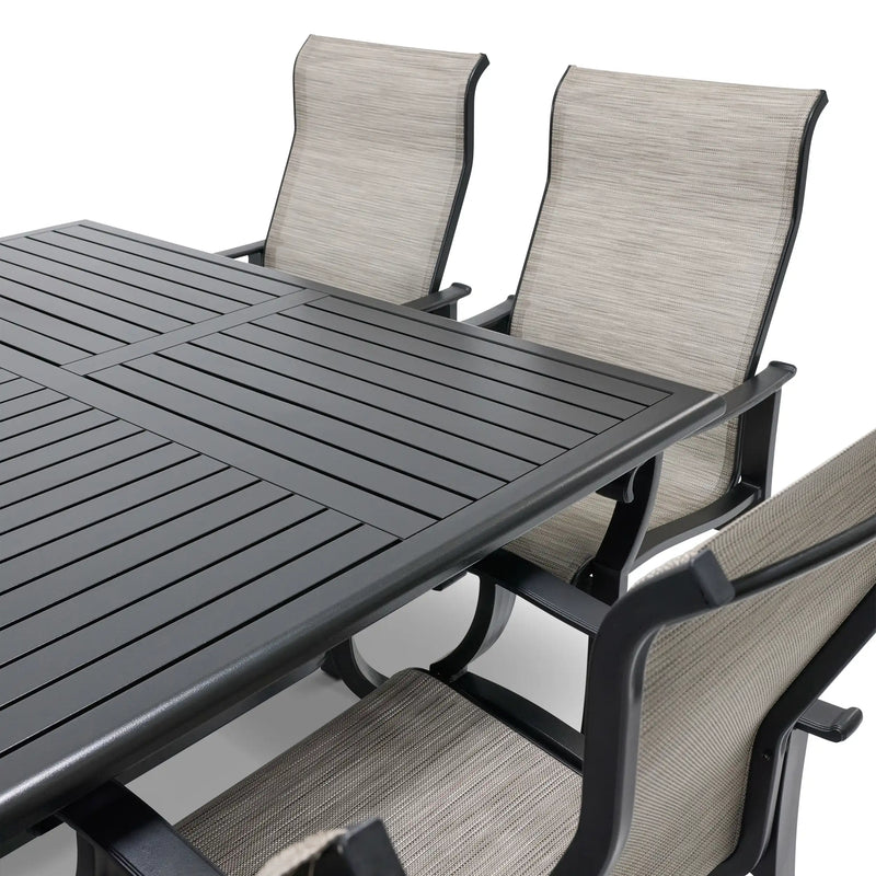 Stirling 9 Piece Sling Dining Group W/ 60"x84" Rect. Table - The Great Escape