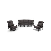 Stirling 5 Piece Canvas Coal Curved Sofa Group - The Great Escape