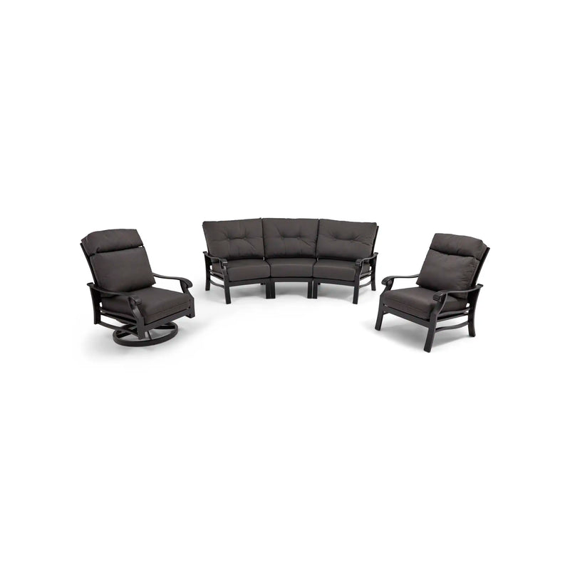 Stirling 5 Piece Canvas Coal Curved Sofa Group - The Great Escape