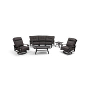 Stirling 7 Piece Canvas Coal Curved Sofa Group - The Great Escape