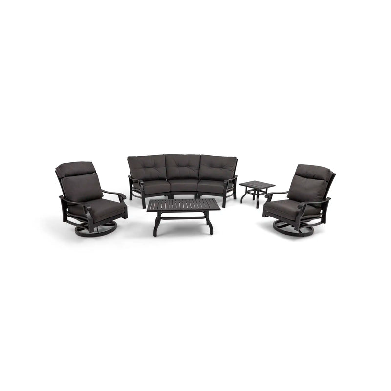 Stirling 7 Piece Canvas Coal Curved Sofa Group - The Great Escape