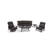 Stirling 7 Piece Canvas Coal Curved Sofa Group - The Great Escape
