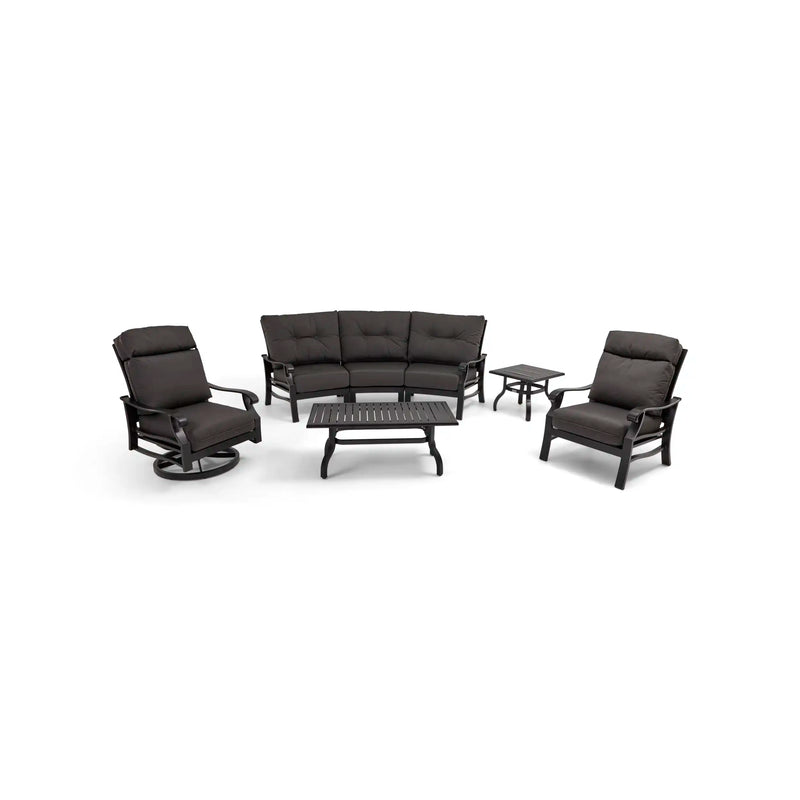 Stirling 7 Piece Canvas Coal Curved Sofa Group - The Great Escape