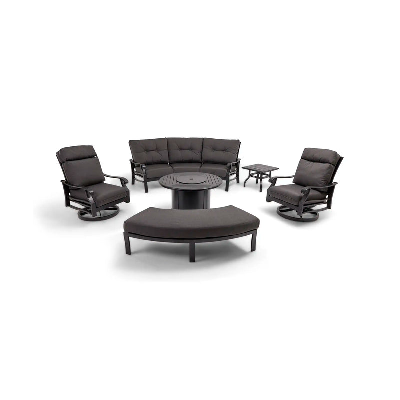 Stirling 8 Piece Canvas Coal Curved Sofa Firepit/Chat Group - The Great Escape