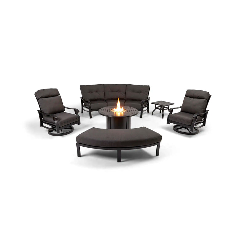 Stirling 8 Piece Canvas Coal Curved Sofa Firepit/Chat Group - The Great Escape