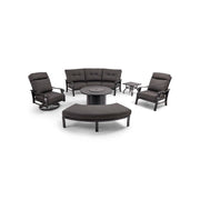 Stirling 8 Piece Canvas Coal Curved Sofa Firepit/Chat Group - The Great Escape