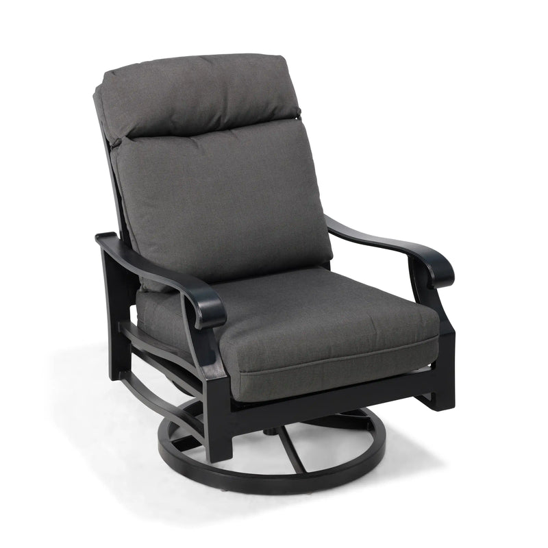Stirling Black High Back Cushion Swivel Rocker - The Great Escape