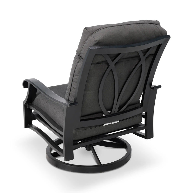 Stirling Black High Back Cushion Swivel Rocker - The Great Escape