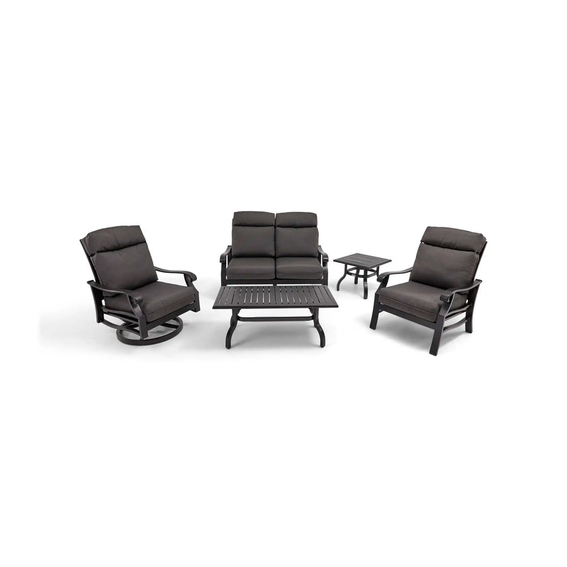 Stirling 5 Piece Canvas Coal Loveseat Chat Group - The Great Escape