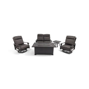 Stirling 5 Piece Canvas Coal Loveseat Firepit/Chat Group - The Great Escape
