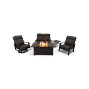 Stirling 5 Piece Canvas Coal Loveseat Firepit/Chat Group - The Great Escape