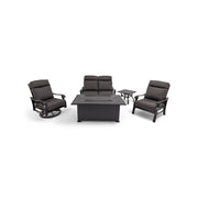 Stirling 5 Piece Canvas Coal Loveseat Firepit/Chat Group - The Great Escape