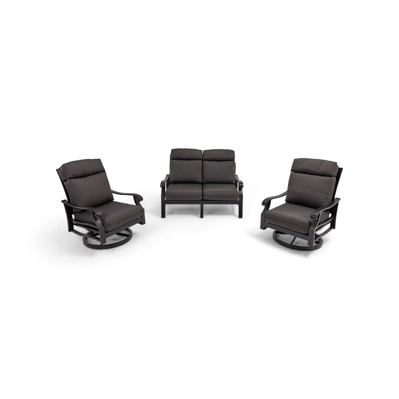 Stirling 3 Piece Canvas Coal Loveseat Group - The Great Escape