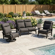 Stirling 3 Piece Canvas Coal Loveseat Group - The Great Escape