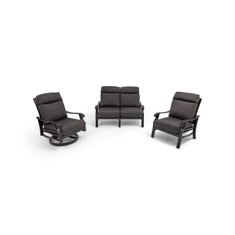 Stirling 3 Piece Canvas Coal Loveseat Group - The Great Escape