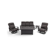 Stirling 5 Piece Canvas Coal Sofa Firepit/Chat Group - The Great Escape