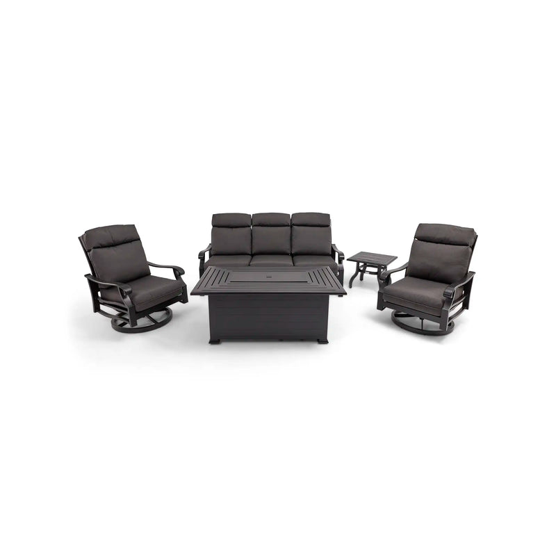 Stirling 5 Piece Canvas Coal Sofa Firepit/Chat Group - The Great Escape
