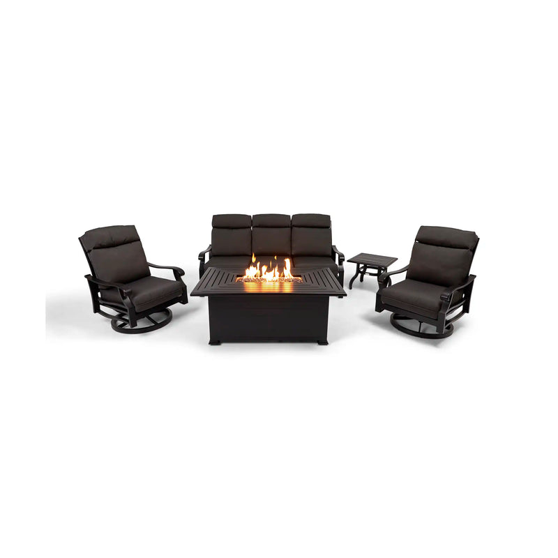 Stirling 5 Piece Canvas Coal Sofa Firepit/Chat Group - The Great Escape