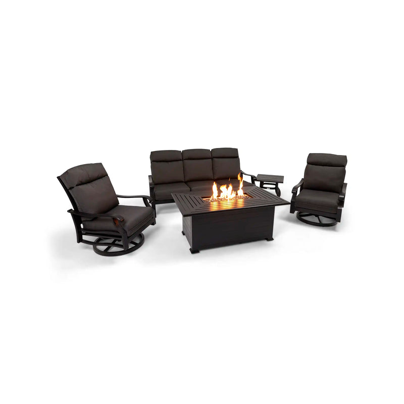 Stirling 5 Piece Canvas Coal Sofa Firepit/Chat Group - The Great Escape