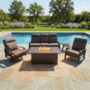 Stirling 5 Piece Canvas Coal Sofa Firepit/Chat Group - The Great Escape