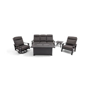 Stirling 5 Piece Canvas Coal Sofa Firepit/Chat Group - The Great Escape