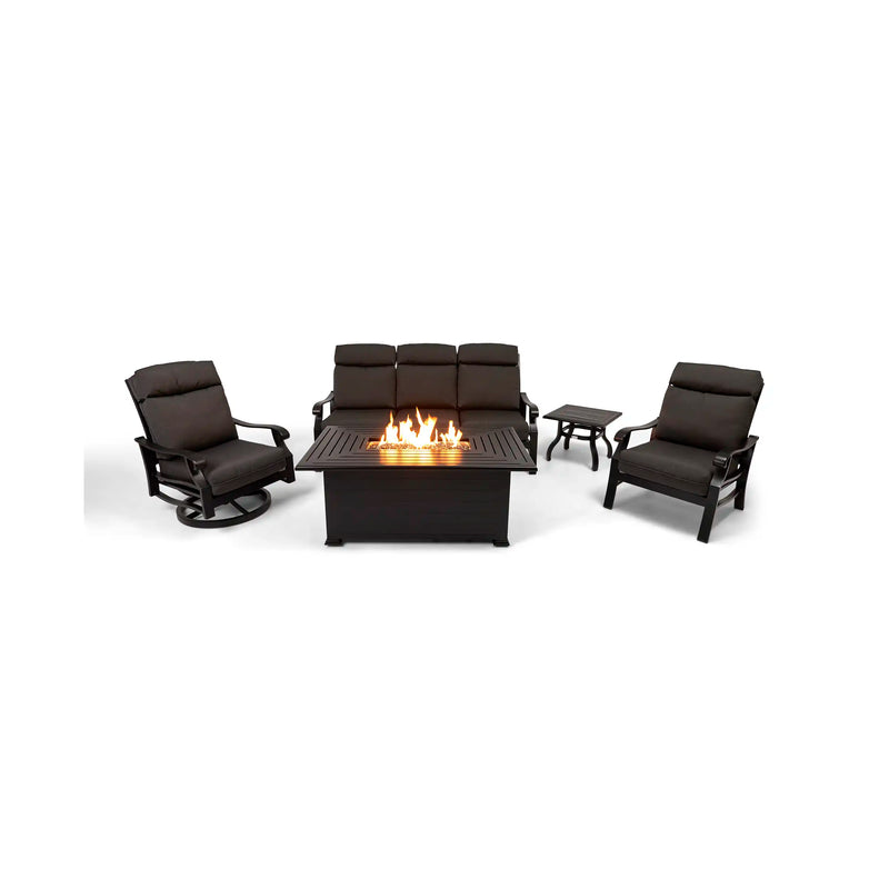 Stirling 5 Piece Canvas Coal Sofa Firepit/Chat Group - The Great Escape