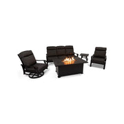 Stirling 5 Piece Canvas Coal Sofa Firepit/Chat Group - The Great Escape