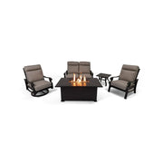 Stirling 5 Piece Makar Oyster Loveseat Firepit Chat Group - The Great Escape