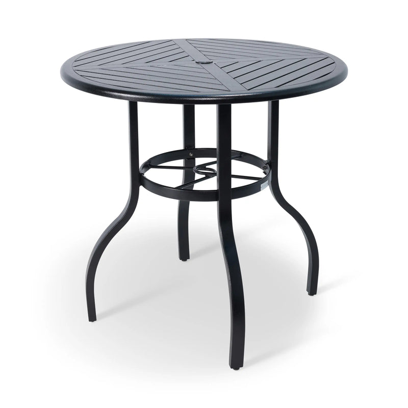 42 Inch Round Black Farnham Slat Bar Height Table - The Great Escape